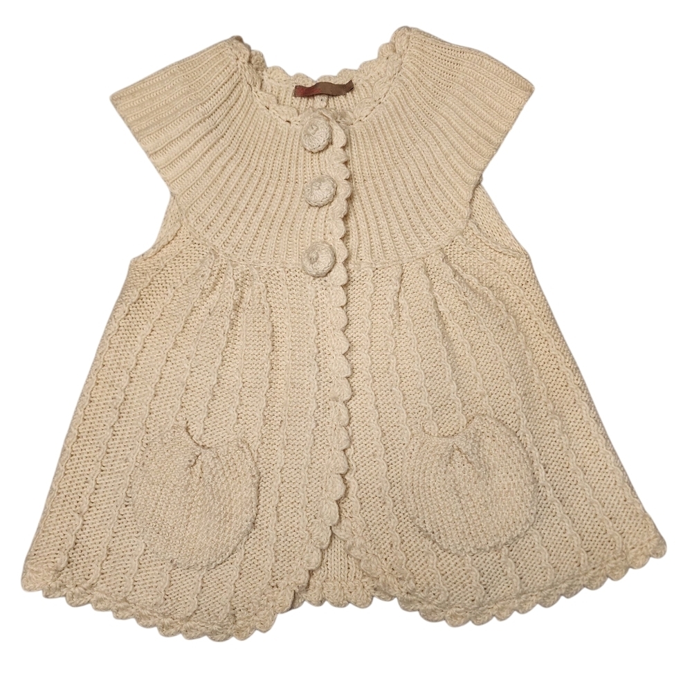 Saint Tropez White Cap Sleeve Knit Cardigan Sweater Size L - Picture 6 of 13